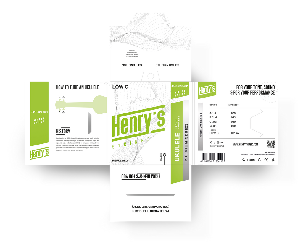 HENRY’S PREMIUM Strings - Henry`s Strings - Concert/Tenor Ukulele, Ball End, Nylon + low G stringGalerijní obrázek č.1