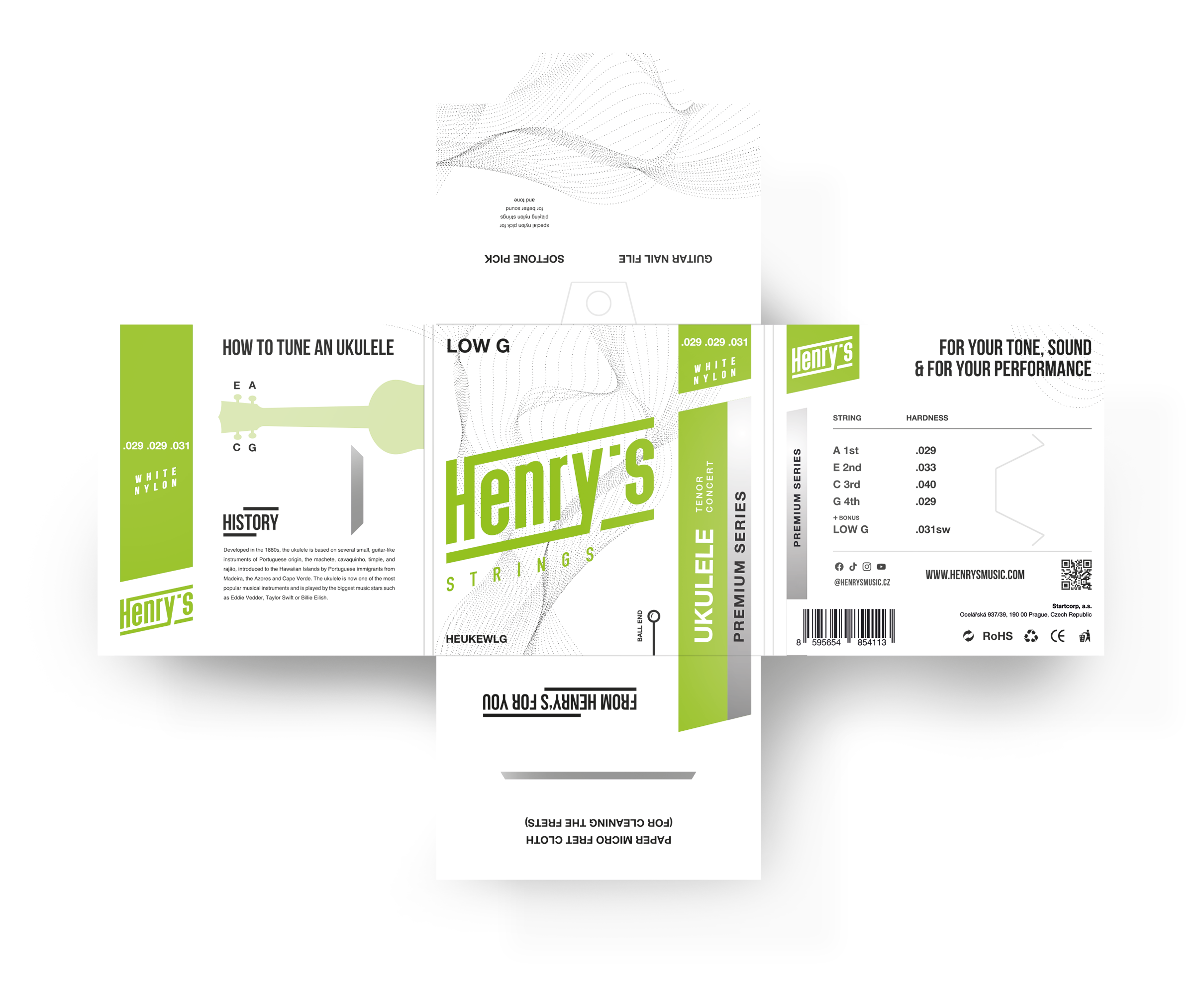 HENRY’S PREMIUM Strings - Henry`s Strings - Concert/Tenor Ukulele, Ball End, Nylon + low G stringGalerijní obrázek č.1