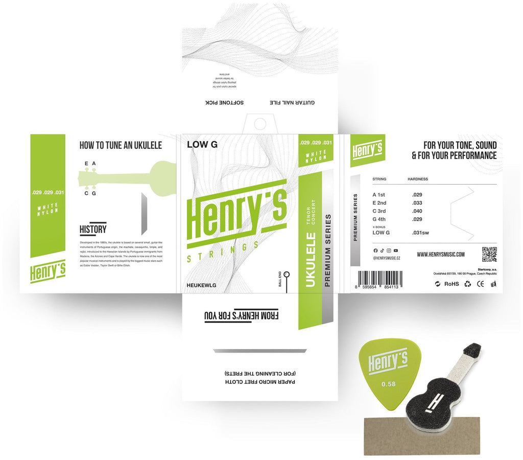 HENRY’S PREMIUM Strings - Henry`s Strings - Concert/Tenor Ukulele, Ball End, Nylon + low G stringGalerijní obrázek č.4