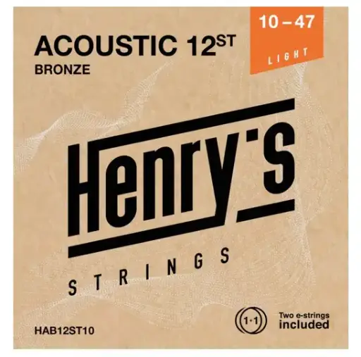 [HAB12ST10] Henry's Acoustic Heavy 010-047 Bronze Guitar Strings for 12 Strings Guitar