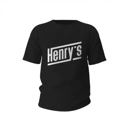 [HESHTBLK-L] Henry's T-Shirt - Cotton, Black, Size L